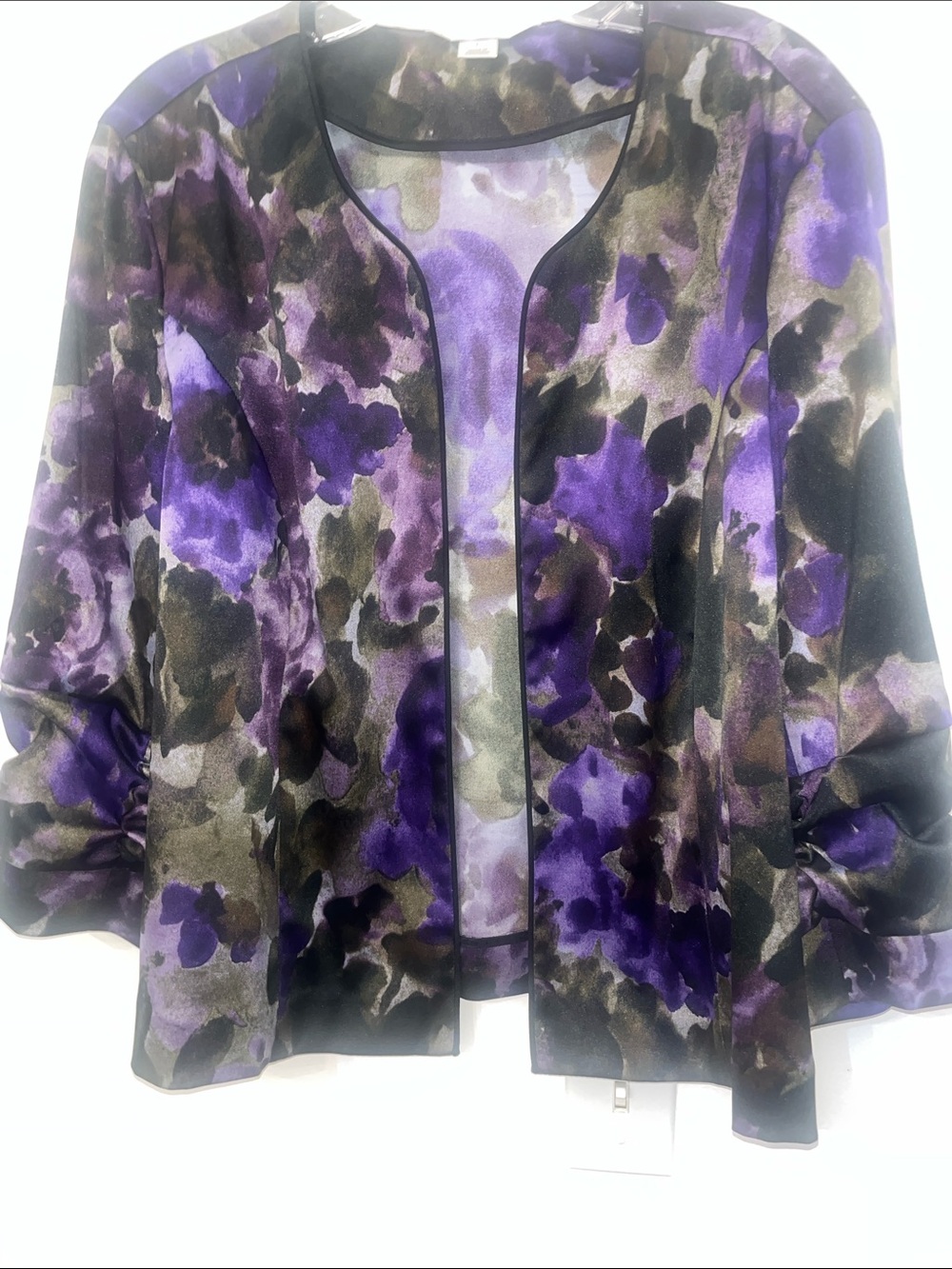 Christopher & Banks Purple, Green and Black Floral-Print Jacket Size L